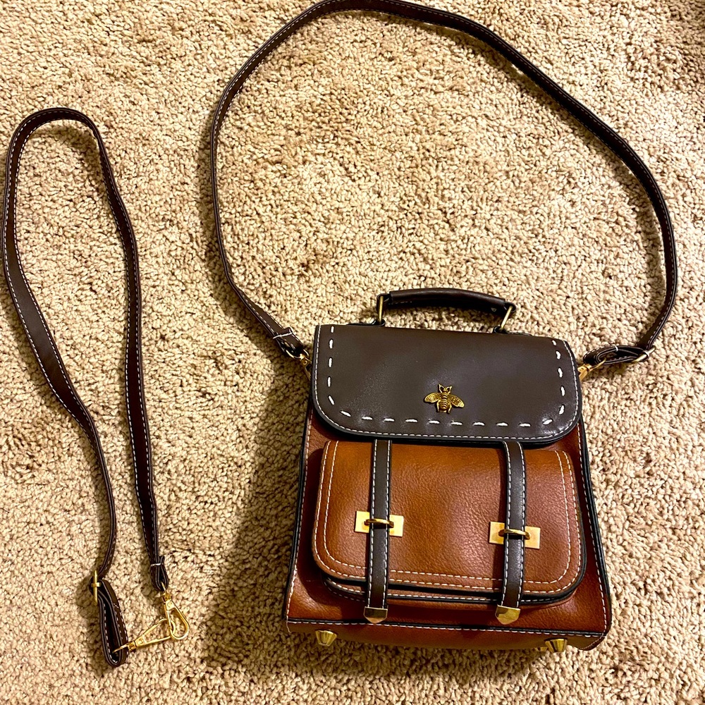 Small vegan leather backpack/crossbody